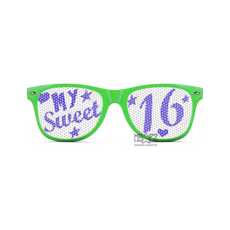 Okulary nerdy LOGO-BRYLE - My sweet sixteen - zielone